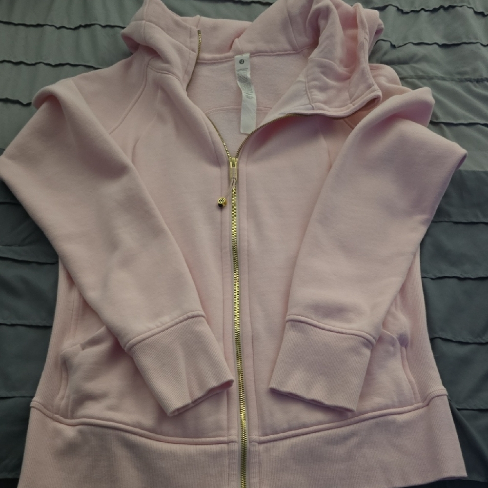 Lululemon Scuba Full Zip Strawberry Milkshake with Gold Zipper - Size 10